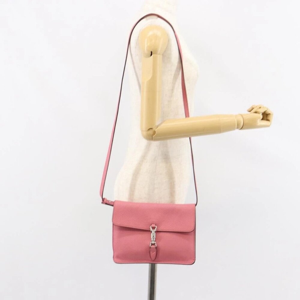 GUCCI New Jackie Shoulder Bag Leather Pink Silver